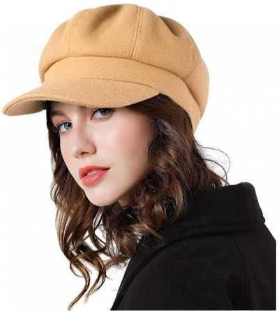 Berets Women Beret Newsboy Hat French Wool Cap Classic Autumn Spring Winter Hats - Camel - C418ARCRNES $30.30