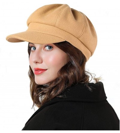 Berets Women Beret Newsboy Hat French Wool Cap Classic Autumn Spring Winter Hats - Camel - C418ARCRNES $18.02