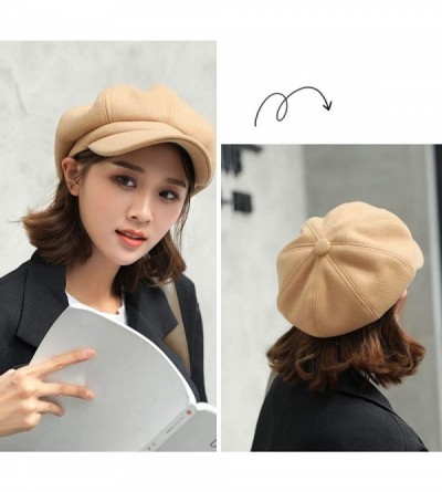 Berets Women Beret Newsboy Hat French Wool Cap Classic Autumn Spring Winter Hats - Camel - C418ARCRNES $18.02