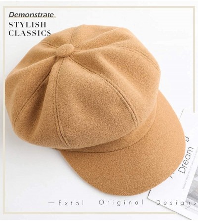 Berets Women Beret Newsboy Hat French Wool Cap Classic Autumn Spring Winter Hats - Camel - C418ARCRNES $18.02