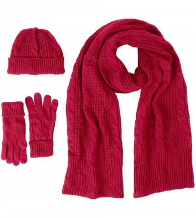 Skullies & Beanies Women's Plus Size Cable Knit Beanie - Classic Red (1033) - CG18YYHYNEG $9.56