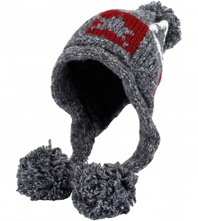 Skullies & Beanies Fleece Lining Thick Cable Knit Beanie Hat Pom Earflaps DZ70028 - Charcoal - CD18L74KM7N $17.49