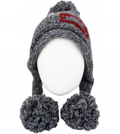 Skullies & Beanies Fleece Lining Thick Cable Knit Beanie Hat Pom Earflaps DZ70028 - Charcoal - CD18L74KM7N $17.49