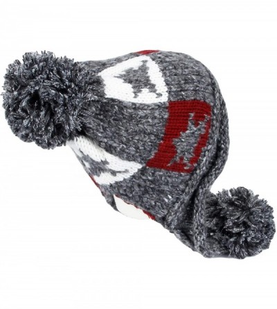Skullies & Beanies Fleece Lining Thick Cable Knit Beanie Hat Pom Earflaps DZ70028 - Charcoal - CD18L74KM7N $17.49