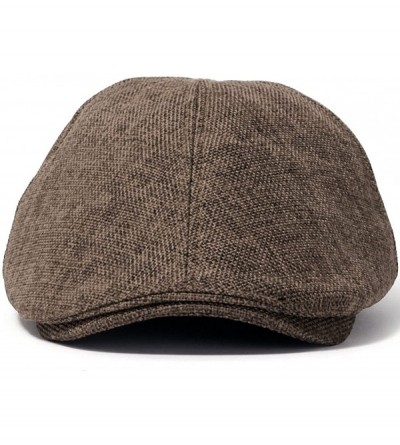 Newsboy Caps Linen-Like Flat Cap Cabbie Hat Gatsby Ivy Irish Stretch Newsboy - Brown - CT11XGNXYKN $25.89