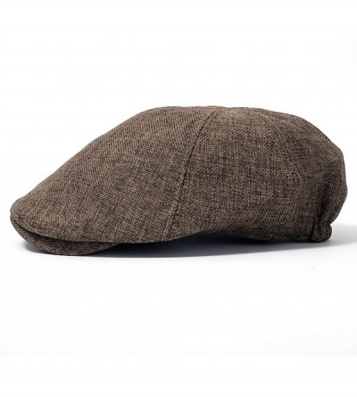 Newsboy Caps Linen-Like Flat Cap Cabbie Hat Gatsby Ivy Irish Stretch Newsboy - Brown - CT11XGNXYKN $25.89