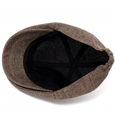 Newsboy Caps Linen-Like Flat Cap Cabbie Hat Gatsby Ivy Irish Stretch Newsboy - Brown - CT11XGNXYKN $25.89