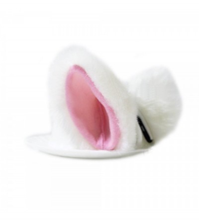 Headbands Cat Long Fur Ears Hair Clip Headwear Headband Cosplay Halloween Costume Orecchiette (White with Pink inside) - CP11...