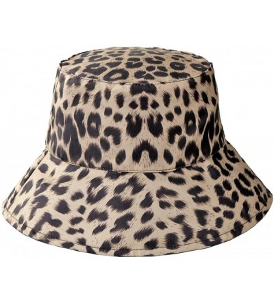 Sun Hats Womens Leopard Printed Cotton Bucket Hat Summer Beach Sun Hats - Black - CW18R67R9XZ $9.67