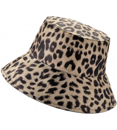 Sun Hats Womens Leopard Printed Cotton Bucket Hat Summer Beach Sun Hats - Black - CW18R67R9XZ $9.67