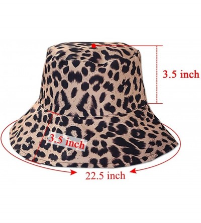 Sun Hats Womens Leopard Printed Cotton Bucket Hat Summer Beach Sun Hats - Black - CW18R67R9XZ $9.67