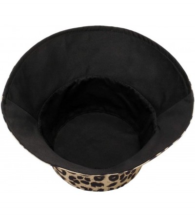 Sun Hats Womens Leopard Printed Cotton Bucket Hat Summer Beach Sun Hats - Black - CW18R67R9XZ $9.67