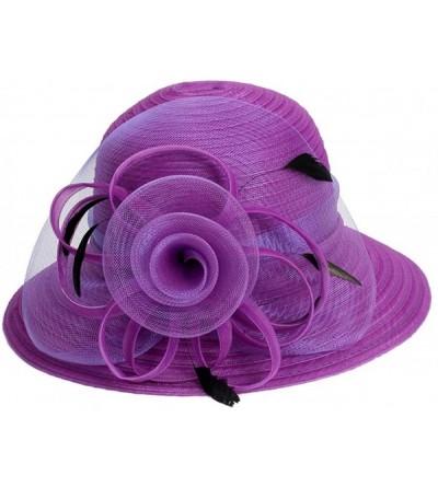Sun Hats Womens Kentucky Derby Church Hat Wedding Tea Party Dress Sun Hat - Dark Purple - CX18EIQ8H0U $14.23