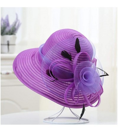Sun Hats Womens Kentucky Derby Church Hat Wedding Tea Party Dress Sun Hat - Dark Purple - CX18EIQ8H0U $14.23