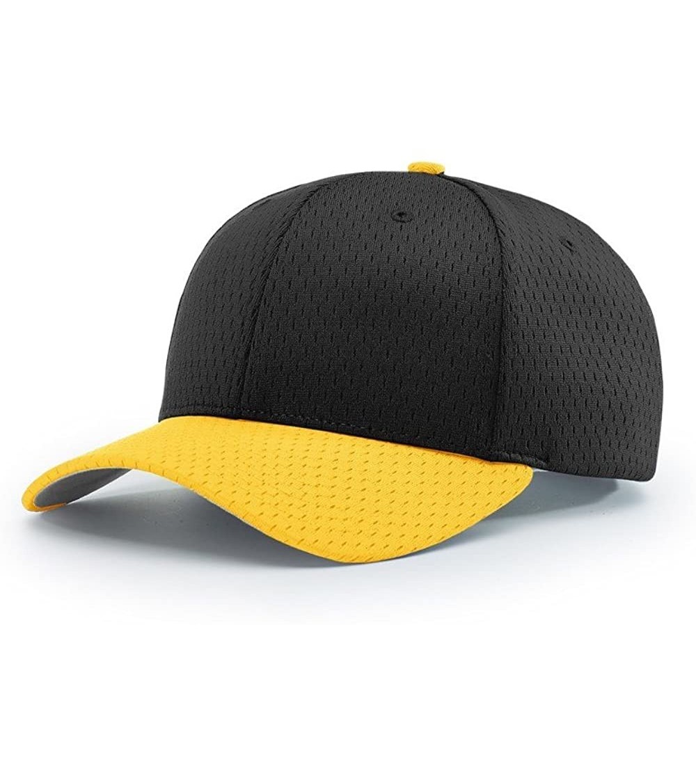 Baseball Caps 414 Pro Mesh Adjustable Blank Baseball Cap Fit Hat - Black/Gold - C61873Z5E9S $11.46