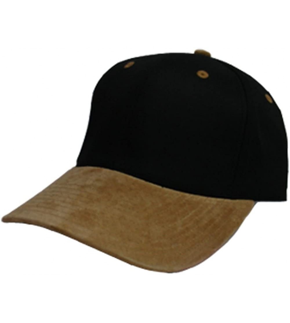 Baseball Caps LOW PROFILE (STRUCTURED) TWILL CAP W SUEDE BILL - Black - C311CG3D1QV $13.60
