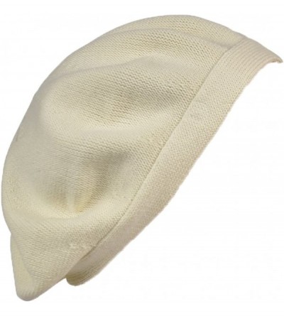 Berets Beret for Women Cotton Flat Band Solid - Cream - C0180U8E6A3 $21.95