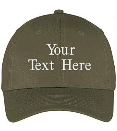 Baseball Caps Custom Embroidered Structured Baseball Cap Add Your Own Text - Olive Drab - C41953YUEHG $60.78