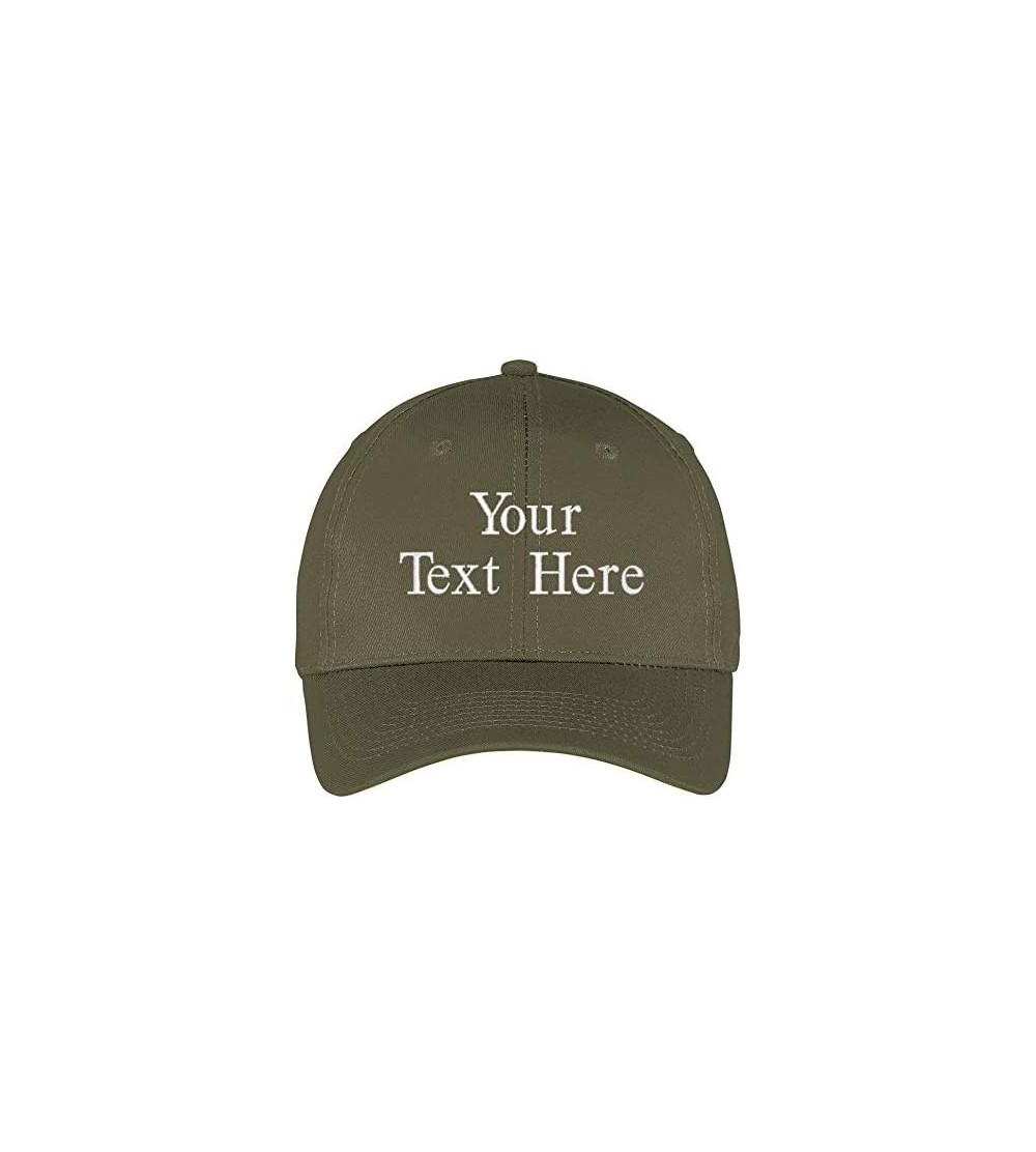 Baseball Caps Custom Embroidered Structured Baseball Cap Add Your Own Text - Olive Drab - C41953YUEHG $30.73