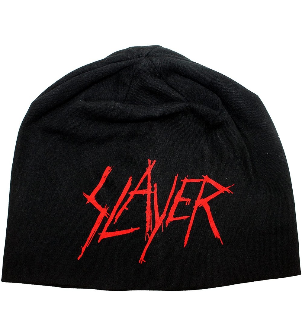 Skullies & Beanies Slayer Band Logo & Black Eagle Heavy Metal Dual-Sided Beanie Cap Hat - CN11RY7K7QL $12.41