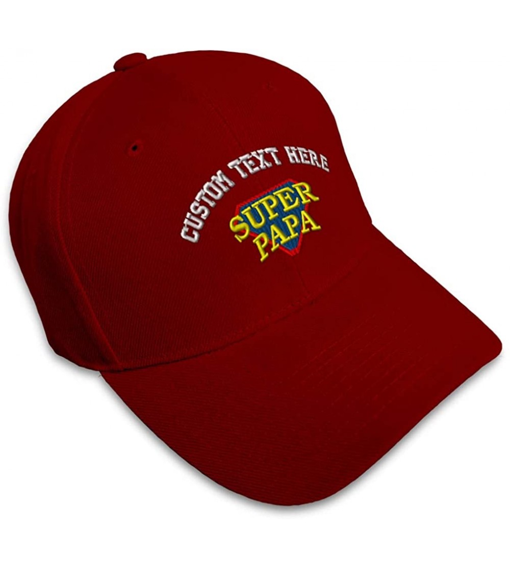 Baseball Caps Custom Baseball Cap Super Papa Embroidery Dad Hats for Men & Women Strap Closure - Burgundy - C218SDY5XC4 $20.74