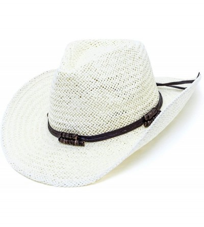 Cowboy Hats Old Stone Straw Cowboy Cowgirl Hat for Men Women Wide Brim Sun Hat Western Style - Chloe Cream - CC18U2WO9XZ $50.43