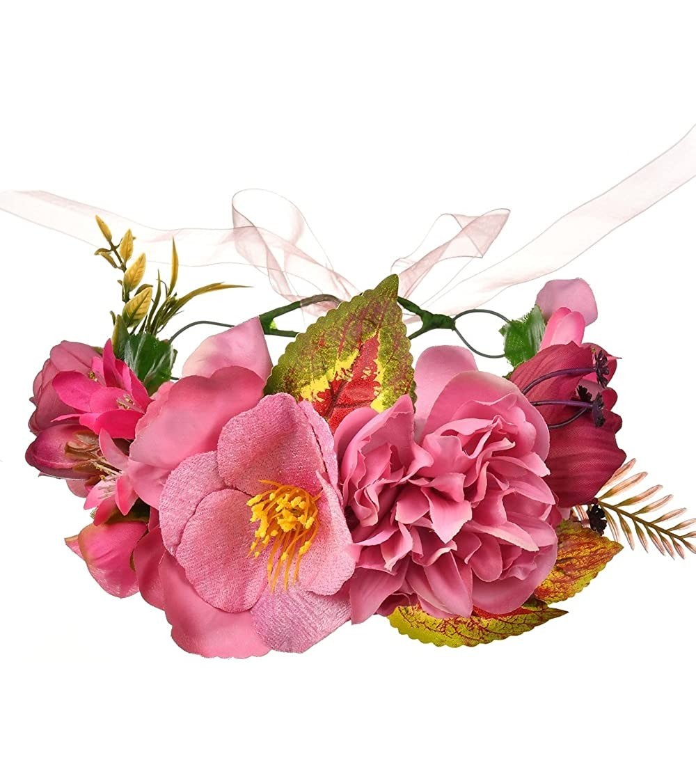 Headbands Maternity Woodland Photo Shoot Peony Flower Crown Hair Wreath Wedding Headband BC44 - T-rose Pink Wreath - C218DU5Y...