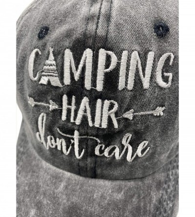 Baseball Caps Unisex Camping Hair Don't Care Vintage Adjustable Baseball Cap Denim Dad Hat - Embroidered Black - CE18U29I0I8 ...