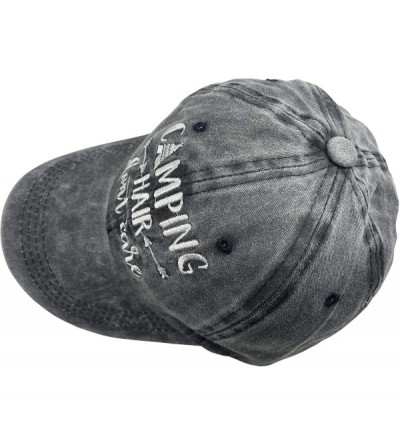 Baseball Caps Unisex Camping Hair Don't Care Vintage Adjustable Baseball Cap Denim Dad Hat - Embroidered Black - CE18U29I0I8 ...