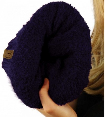 Skullies & Beanies Fleeced Fuzzy Lined Unisex Chunky Thick Warm Stretchy Beanie Hat Cap - Solid Navy - C018IT33MC8 $15.54