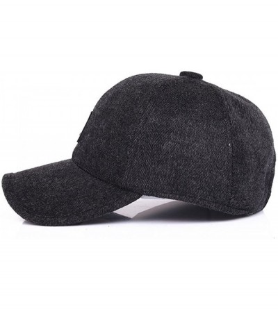 Skullies & Beanies Mens Winter Warm Wool Baseball Caps Hat with Fold Earflap - Grey - CY188IE9WO3 $10.19
