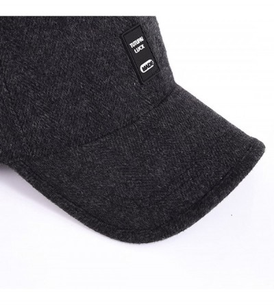 Skullies & Beanies Mens Winter Warm Wool Baseball Caps Hat with Fold Earflap - Grey - CY188IE9WO3 $10.19