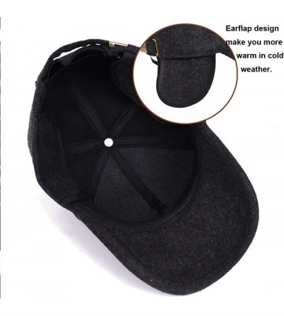 Skullies & Beanies Mens Winter Warm Wool Baseball Caps Hat with Fold Earflap - Grey - CY188IE9WO3 $10.19