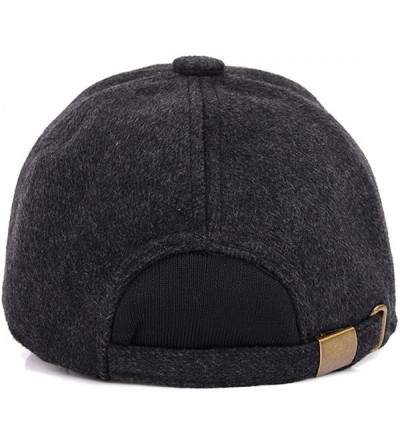 Skullies & Beanies Mens Winter Warm Wool Baseball Caps Hat with Fold Earflap - Grey - CY188IE9WO3 $10.19