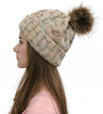 Skullies & Beanies Women Hat Knit Skull Beanie Winter Outdoor Runner Messy Bun Ponytail Cap - Beige - CN18AUOC0DI $20.27