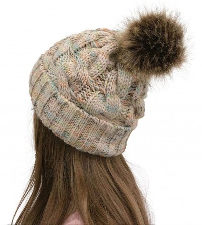 Skullies & Beanies Women Hat Knit Skull Beanie Winter Outdoor Runner Messy Bun Ponytail Cap - Beige - CN18AUOC0DI $20.27