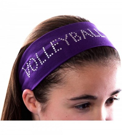 Headbands VOLLEYBALL Rhinestone Cotton Stretch Headband - Black - C811CQW9337 $10.16