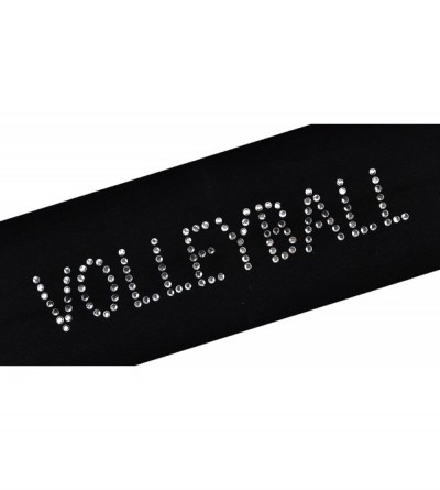 Headbands VOLLEYBALL Rhinestone Cotton Stretch Headband - Black - C811CQW9337 $10.16