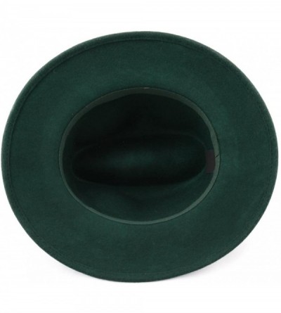 Fedoras Traveller Cavalier Wool Felt Fedora Hat - Vert - CU187IQGQD4 $39.26