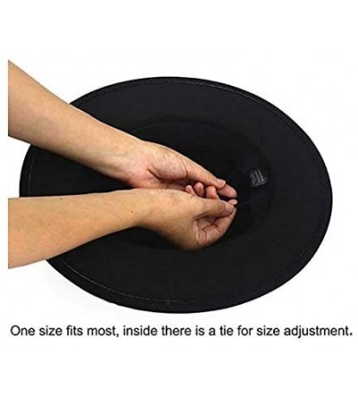 Fedoras Women Lady Vintage Retro Wide Brim Wool Fedora Hat Panama Cap with Belt Buckle - Army Green - CY18A6ZOUGY $15.29