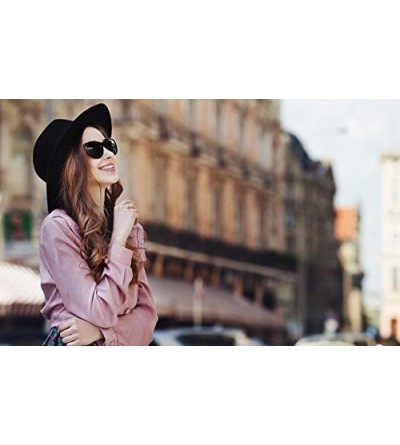Fedoras Women Lady Vintage Retro Wide Brim Wool Fedora Hat Panama Cap with Belt Buckle - Army Green - CY18A6ZOUGY $32.40