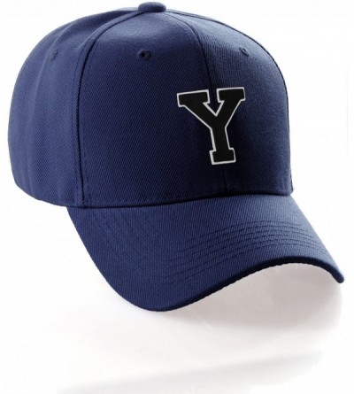 Baseball Caps Classic Baseball Hat Custom A to Z Initial Team Letter- Navy Cap White Black - Letter Y - C818IDU4ZRW $25.23