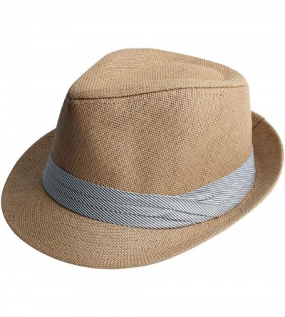 Fedoras Fedora Hats for Men & Women Tribly Short Brim Summer Paper - 10 - Khaki - C218W3WZ2UC $11.65