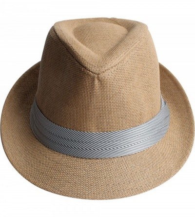 Fedoras Fedora Hats for Men & Women Tribly Short Brim Summer Paper - 10 - Khaki - C218W3WZ2UC $11.65