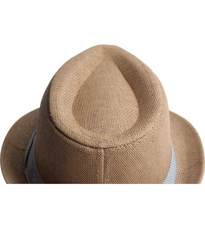 Fedoras Fedora Hats for Men & Women Tribly Short Brim Summer Paper - 10 - Khaki - C218W3WZ2UC $25.04