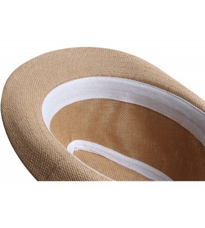 Fedoras Fedora Hats for Men & Women Tribly Short Brim Summer Paper - 10 - Khaki - C218W3WZ2UC $25.33