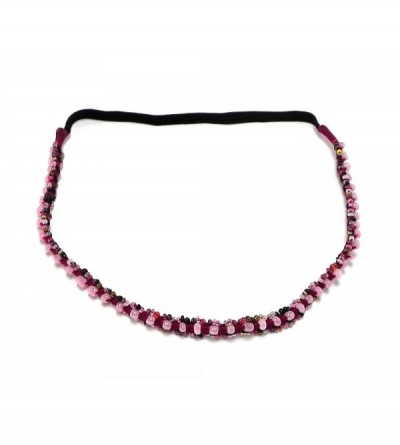 Headbands Jewel Macrame Stretchy Headband Accessory - Dark-Pink/Light-Pink - CL188I22XAT $22.66