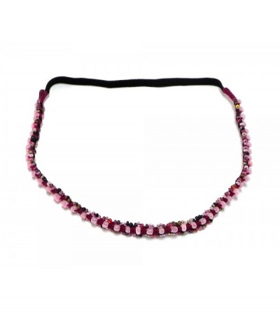 Headbands Jewel Macrame Stretchy Headband Accessory - Dark-Pink/Light-Pink - CL188I22XAT $12.95