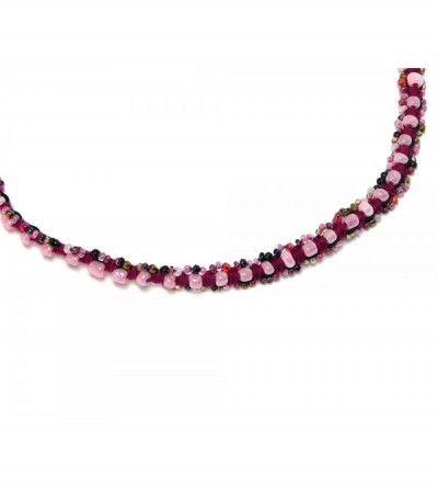 Headbands Jewel Macrame Stretchy Headband Accessory - Dark-Pink/Light-Pink - CL188I22XAT $12.95