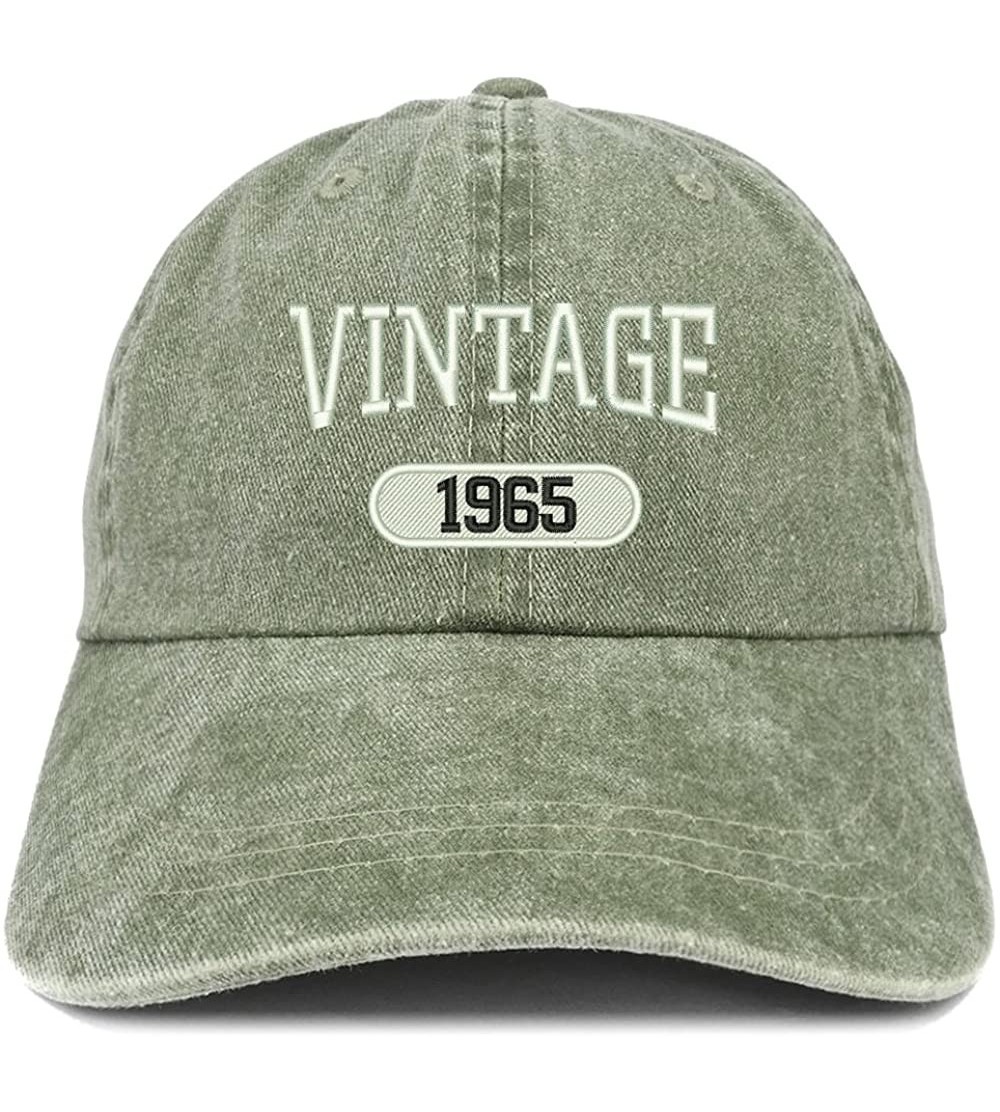 Baseball Caps Vintage 1965 Embroidered 55th Birthday Soft Crown Washed Cotton Cap - Olive - C1180WYNXH3 $20.21